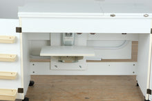 Load image into Gallery viewer, Fold Out Sewing Cabinet Craft Table with Storage Bins and Adjustable Lift Platform