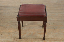 Load image into Gallery viewer, Vintage Wood Vanity Bench / Stool – Red Vinyl Seat