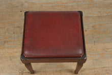 Load image into Gallery viewer, Vintage Wood Vanity Bench / Stool – Red Vinyl Seat