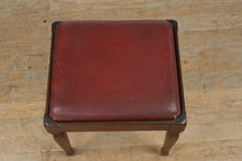 Load image into Gallery viewer, Vintage Wood Vanity Bench / Stool – Red Vinyl Seat