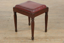 Load image into Gallery viewer, Vintage Wood Vanity Bench / Stool – Red Vinyl Seat