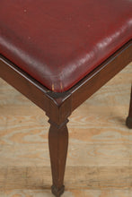 Load image into Gallery viewer, Vintage Wood Vanity Bench / Stool – Red Vinyl Seat