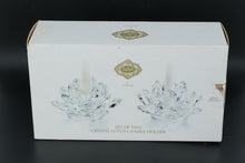 Load image into Gallery viewer, Godinger Shannon Crystal Lotus Candle Holders – Set of 2 in Original Box