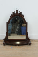 Load image into Gallery viewer, Mahogany Shaving Mirror with Sculpted Crest and Shelf Base