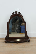 Load image into Gallery viewer, Mahogany Shaving Mirror with Sculpted Crest and Shelf Base