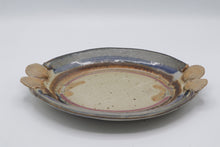 Load image into Gallery viewer, Signed Studio Pottery Oval Platter Scallop Shell Handles 12 Inch Stoneware