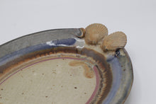 Load image into Gallery viewer, Signed Studio Pottery Oval Platter Scallop Shell Handles 12 Inch Stoneware