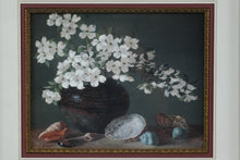 Load image into Gallery viewer, Still Life Floral Seashell Print Signed M Avrits Framed Beach Cottage Wall Art 24x20
