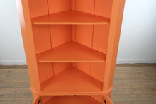 Load image into Gallery viewer, Coastal Sherbet Orange Corner Cabinet with Adjustable Shelving