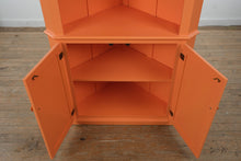 Load image into Gallery viewer, Coastal Sherbet Orange Corner Cabinet with Adjustable Shelving