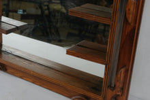 Load image into Gallery viewer, Vintage Rustic Wood Mirror with Display Shelves Carved Leaf Frame 30 by 22