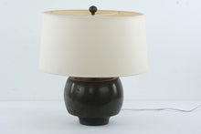 Load image into Gallery viewer, Four Hands Kragen Table Lamp Black Ceramic Ivory Linen Shade Modern Designer