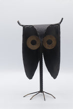 Load image into Gallery viewer, Vintage Folk Art Shovel Blade Owl Sculpture Brutalist Metal Rebar 10 Inch