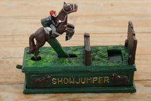 Load image into Gallery viewer, Design Toscano Cast Iron Equestrian Show Jumper Mechanical Coin Bank