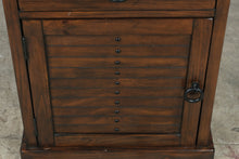 Load image into Gallery viewer, Rustic Dark Wood One Drawer Nightstand with Louvered Cabinet Door