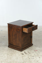 Load image into Gallery viewer, Rustic Dark Wood One Drawer Nightstand with Louvered Cabinet Door