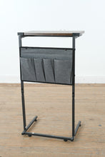 Load image into Gallery viewer, Vantic C Shaped End Table with Rustic Brown Top and Black Metal Frame