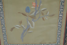 Load image into Gallery viewer, Vintage Chinese Silk Embroidery Bird & Flower Scene – Hand-Stitched Art in Bamboo Frame 15.5x28