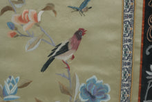 Load image into Gallery viewer, Vintage Chinese Silk Embroidery Bird & Flower Scene – Hand-Stitched Art in Bamboo Frame 15.5x28
