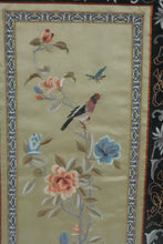 Load image into Gallery viewer, Vintage Chinese Silk Embroidery Bird & Flower Scene – Hand-Stitched Art in Bamboo Frame 15.5x28