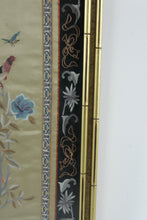 Load image into Gallery viewer, Vintage Chinese Silk Embroidery Bird & Flower Scene – Hand-Stitched Art in Bamboo Frame 15.5x28