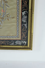 Load image into Gallery viewer, Vintage Chinese Silk Embroidery Bird & Flower Scene – Hand-Stitched Art in Bamboo Frame 15.5x28