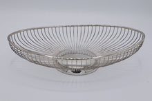 Load image into Gallery viewer, Italian Silver Wire Fruit Basket – Oval Decorative Bowl with Pedestal Base