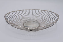Load image into Gallery viewer, Italian Silver Wire Fruit Basket – Oval Decorative Bowl with Pedestal Base