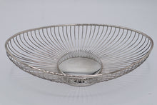 Load image into Gallery viewer, Italian Silver Wire Fruit Basket – Oval Decorative Bowl with Pedestal Base