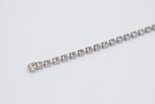 Load image into Gallery viewer, Vintage 1950s Clear Rhinestone Floral Bracelet Silver Tone Costume Jewelry