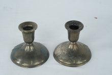 Load image into Gallery viewer, Vintage Silver Tone Candlestick Holders Pair Small Taper Candle Holders