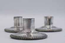 Load image into Gallery viewer, Vintage Silver Plate Candle Holders Beaded Edge Set of 5 3 Inch