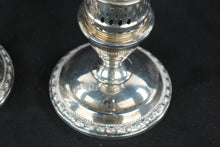 Load image into Gallery viewer, La Pierre Sterling Hurricane Candlestick Pair Etched Glass Shades 10.5 Inch