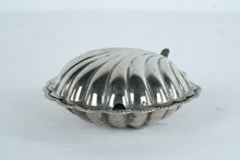 Load image into Gallery viewer, Antique Silverplate Shell Trinket Box Red Glass Insert F and JL England