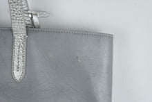 Load image into Gallery viewer, Cole Haan Gray Silver Leather Tote Shoulder Bag Large Metallic Shopper - Online Only