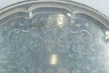 Load image into Gallery viewer, Large Oval Silverplate Serving Tray with Engraved Floral Design
