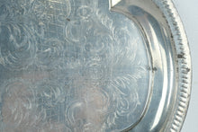 Load image into Gallery viewer, Large Oval Silverplate Serving Tray with Engraved Floral Design