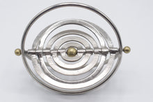 Load image into Gallery viewer, Metal Gyroscope Kinetic Sculpture Silver Brass Desktop Decor 6 5 Inch