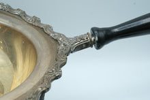 Load image into Gallery viewer, Vintage Silver Plate Chafing Dish Ornate Floral Stand Black Handle Domed Lid