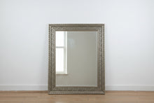 Load image into Gallery viewer, Ornate Silver Tone Wall Mirror Decorative Embossed Frame