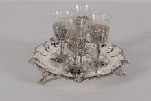 Load image into Gallery viewer, Footed Sterling Silver Platter w/ Cordial Cups