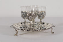 Load image into Gallery viewer, Footed Sterling Silver Platter w/ Cordial Cups
