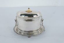 Load image into Gallery viewer, Antique English Silverplate Biscuit Box Lion Mask Handles Oval Stand