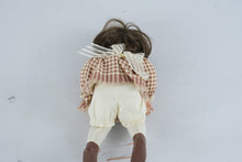Load image into Gallery viewer, Collectible Porcelain Girl Doll 15 Inch Brown Hair Pouty Face Gingham Dress
