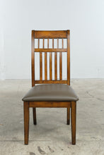 Load image into Gallery viewer, Mission Style Wooden Slat Back Dining Chair with Padded Taupe Seat
