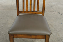 Load image into Gallery viewer, Mission Style Wooden Slat Back Dining Chair with Padded Taupe Seat