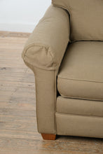 Load image into Gallery viewer, Beige Upholstered Sleeper Sofa with Rolled Arms and Pull Out Bed