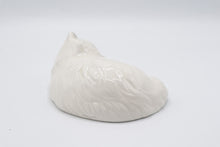 Load image into Gallery viewer, Vintage 1990 Japan Sleeping White Cat Ceramic Figurine Long Hair Kitty