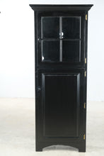 Load image into Gallery viewer, Black Painted Linen Cabinet with Glass Door | Bathroom or Pantry Storage Cabinet