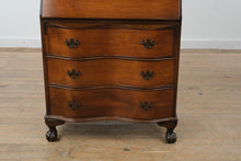 Load image into Gallery viewer, Mahogany Secretary Desk with Bookcase Hutch and Chippendale Style Fretwork Doors